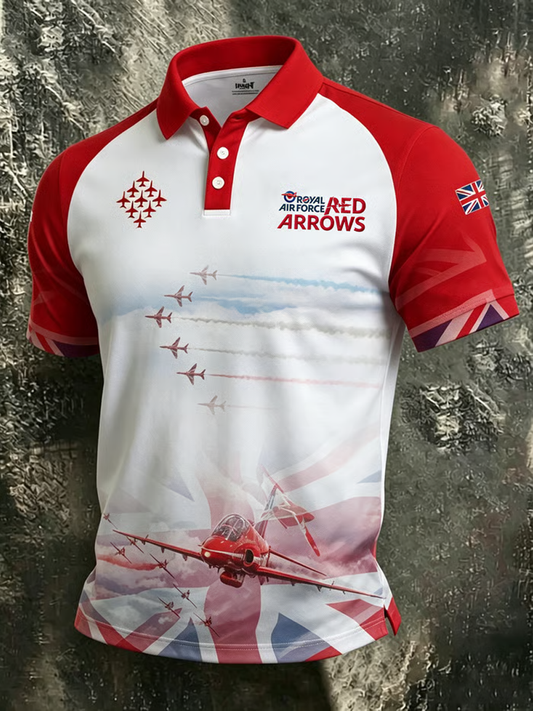 Men's British Red Arrows Print three buttons shoulder sleeve