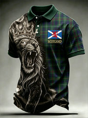 Men's Scottish Plaid Lion Short Sleeve Top