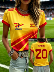 Women's Spanish Football Print short-sleeved T-shirt
