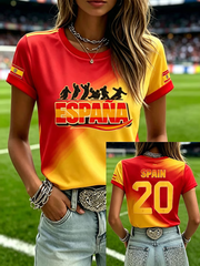 Women's Spanish Football Print short-sleeved T-shirt