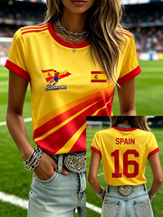 Women's Spanish Football Print short-sleeved T-shirt