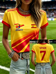 Women's Spanish Football Print short-sleeved T-shirt