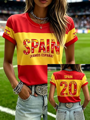 Women's Spanish Football Print short-sleeved T-shirt