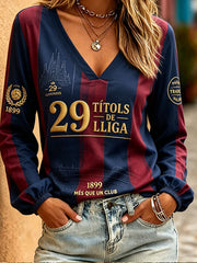 Women's Spain Football Lover 29 Legends Printed Linen T-shirt