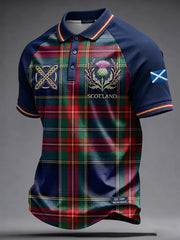 Men's Scottish Thistle Plaid Flag Short Sleeve Top