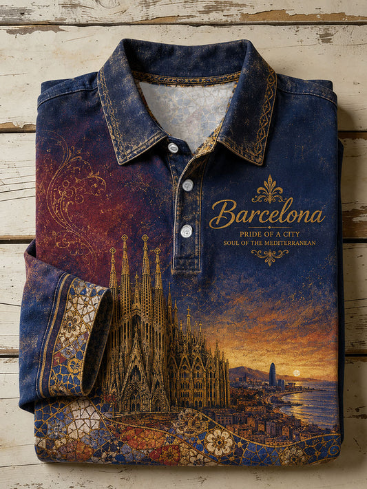 Men's Barcelona Floral Art Printed Casual Tops