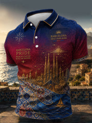 Men's Barcelona Floral Art Printed Casual Tops
