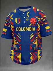 Men's Colombian Football Casual Print Short Sleeve T-Shirt