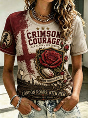 Women's UK Rugby Roses Lover Art Printed T-shirt