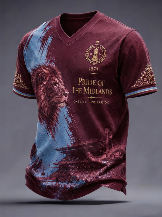 Men's Gift For football Fans Print Casual V-Neck Tee