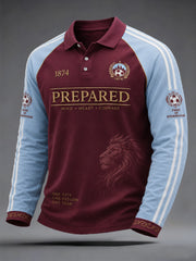 Men's Gift For football Fans Print Casual Long Sleeve Polo