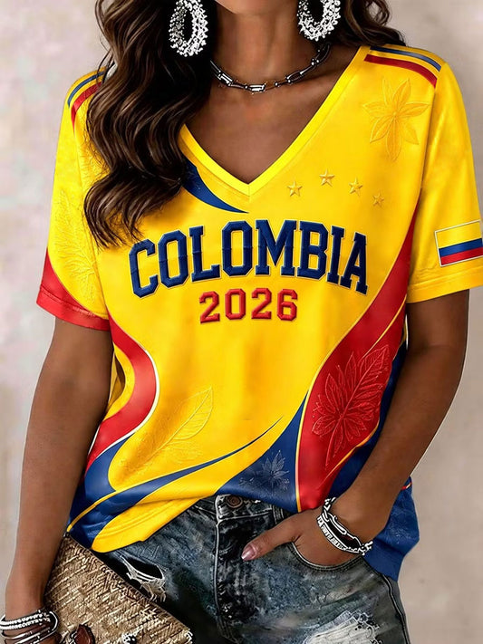 Kolumbien Fußball T-Shirt Freizeit Damen
