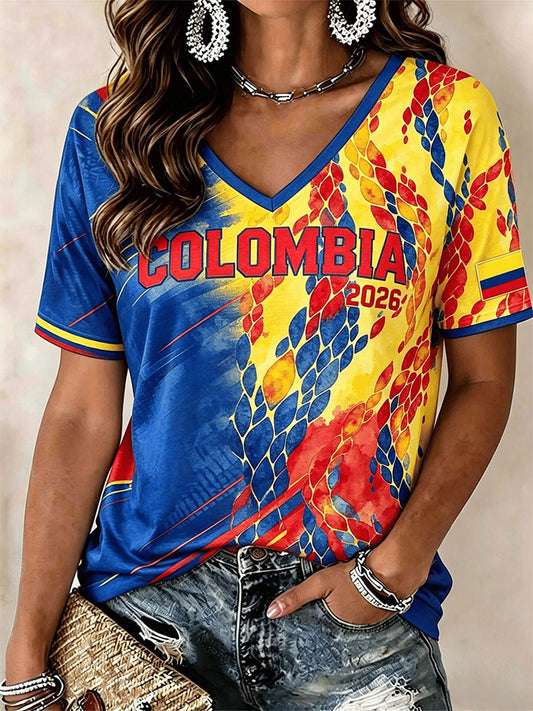 Freizeit-T-Shirt für Damen, kolumbianischer Fußball