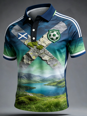 Men's UK Football Lover Scotland Printed three buttons shoulder sleeve