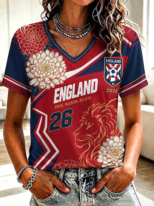 Women's UK Football Lover England Printed short-sleeved T-shirt