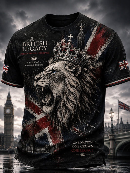 Men's Vintage British Flag Printed Short Sleeves T-shirt