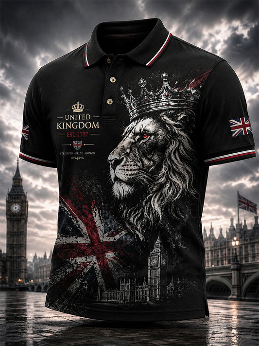Men's Vintage British Flag Printed Short Sleeves Top