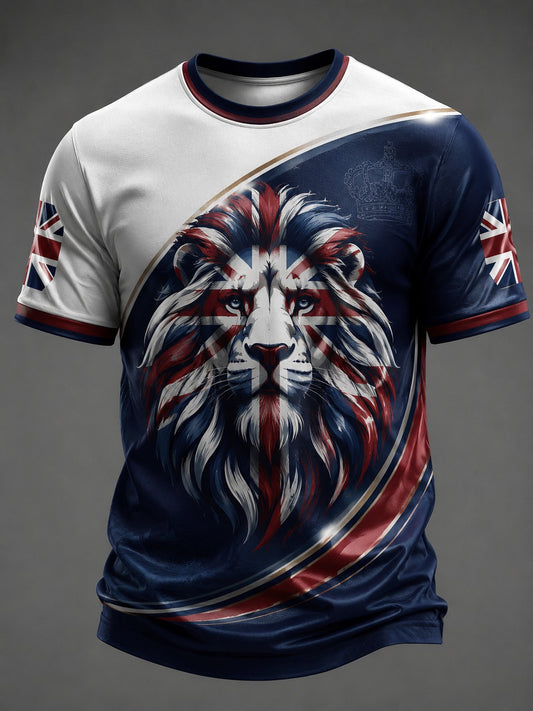 Men's The British Flag Lion Printed T-shirt
