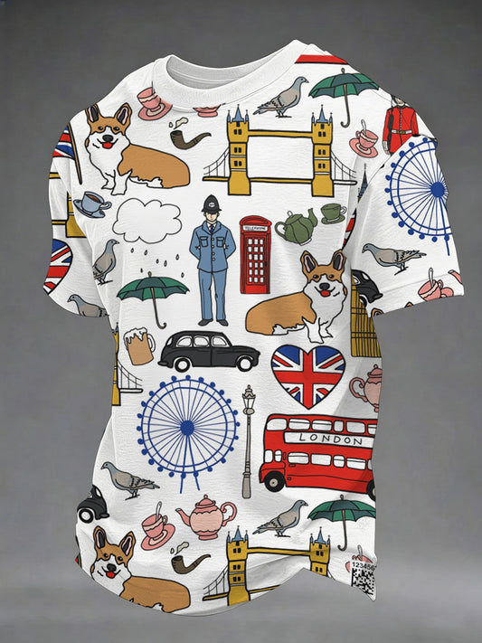 Men's British Print Casual T-Shirt