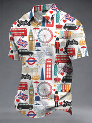 Men's British Print Casual Shirt