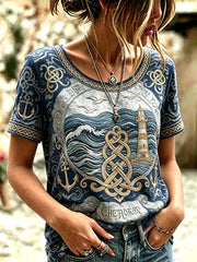 Women's Celtic Print Casual T-shirt
