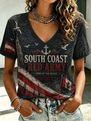 Women's South Coast Red Army Football Lover Printed T-shirt