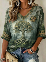 Women's Celtic Print Casual T-Shirt