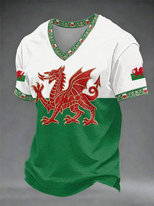 Men's Welsh Dragon V-neck T-shirt