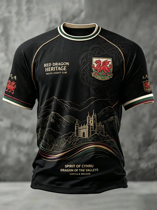 Men's Welsh Dragon Printed Casual short sleeves t-shirt