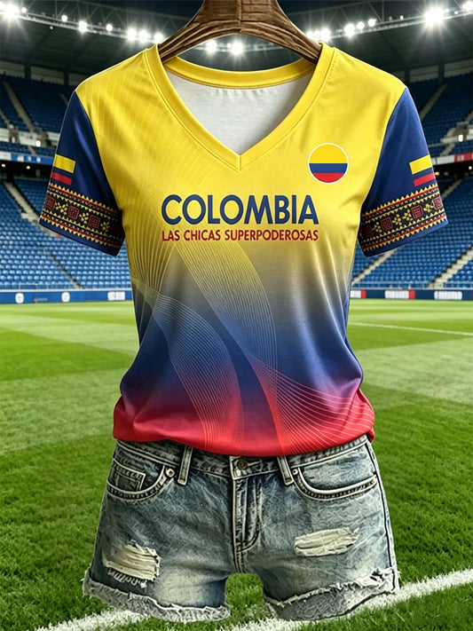 Women's Colombian football casual T-shirt