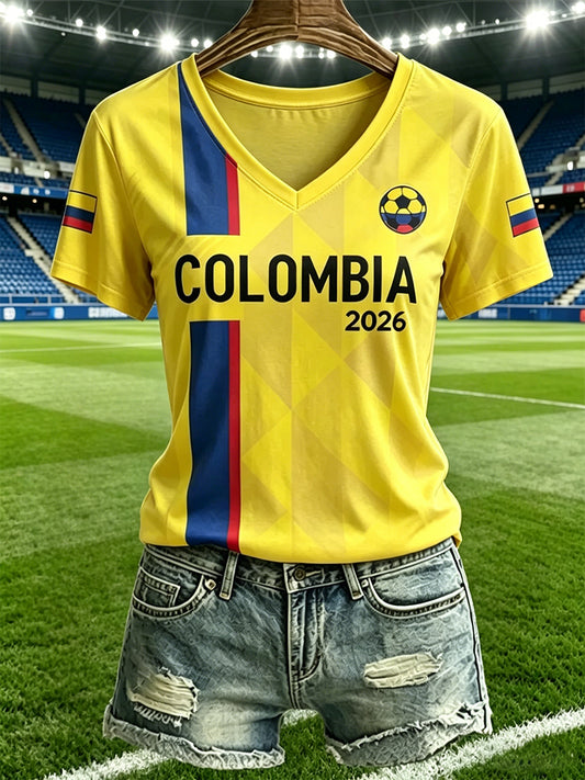 Women's Colombian football casual T-shirt