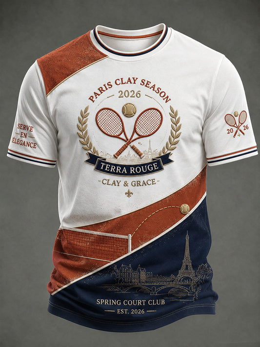 Men's Franch Tennis Tournament Short Sleeves T-shirt