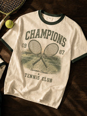 Men's Tennis Print Casual T-Shirt