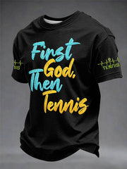 Men's"First God Then Tennis" Wimbledon Sports Unisex Casual T-shirt