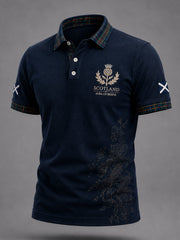 Men's Scottish Plaid Print Casual Polo
