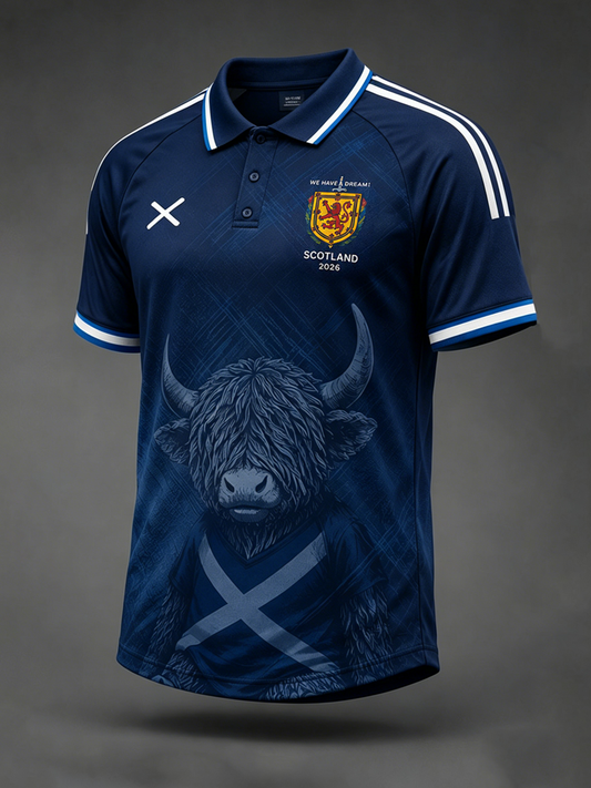 Men's Scotland Printed three buttons shoulder sleeve