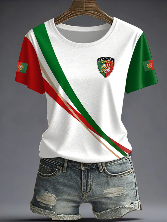 Women's Portuguese Football Printed T-shirt