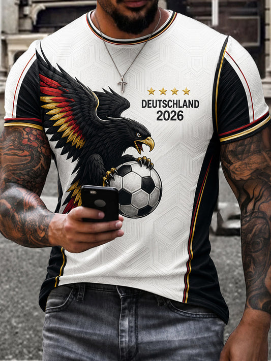 Men's German Football Fan Print Short Sleeves T-shirt
