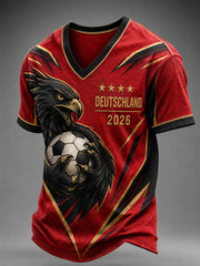 Men's German Football Fan Printed V-neck T-shirt