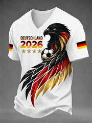 Men's German Football Fan Printed V-neck T-shirt