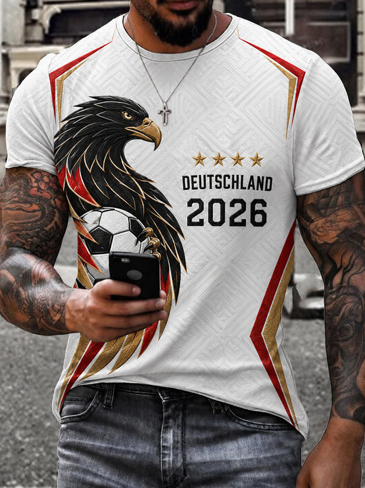 Men's German Football Fan Print Short Sleeves T-shirt