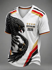 Men's German Football Fan Printed V-neck T-shirt
