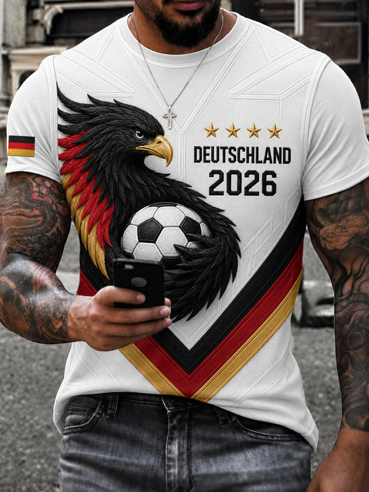 Men's German Football Fan Print Short Sleeves T-shirt