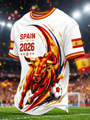 Men's Gift For Spain Soccer Fans Print Casual Tee