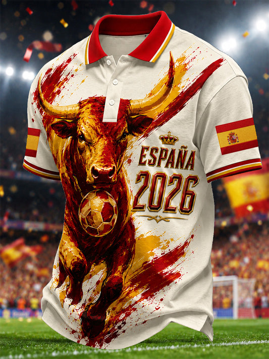 Men's Gift For Spain Soccer Fans Print Casual Polo