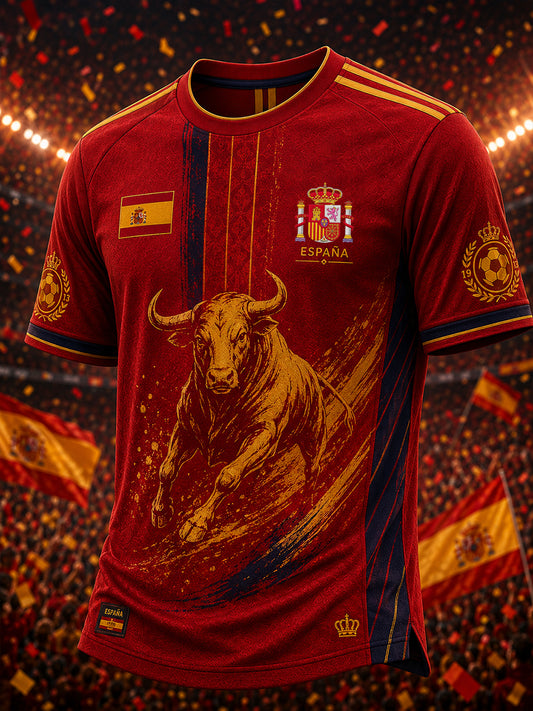 Men's Spain Football Lover Short Sleeves T-shirt