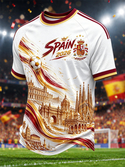 Men's Gift For Spain Soccer Fans Print Casual Tee