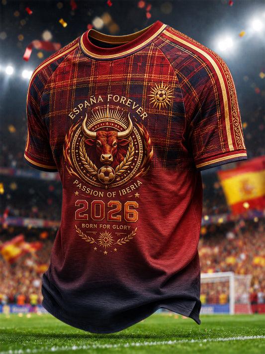 Men's Gift For Spain Soccer Fans Print Casual Tee