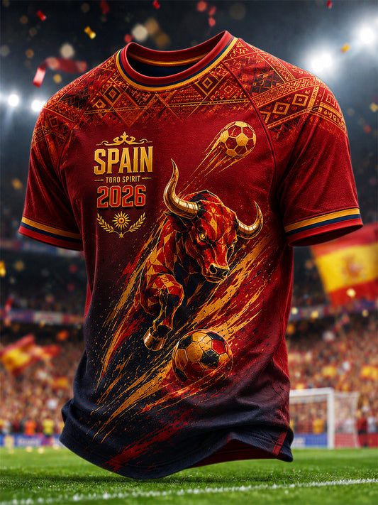 Men's Gift For Spain Soccer Fans Print Casual Tee