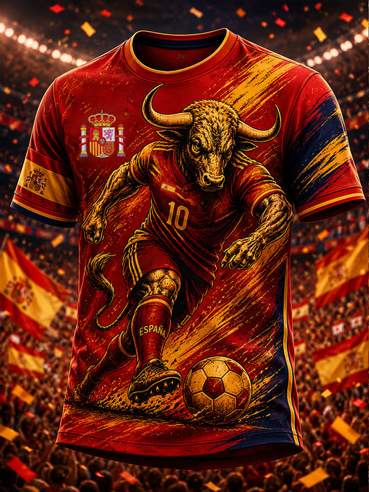 Men's Spain Football Lover Short Sleeves T-shirt